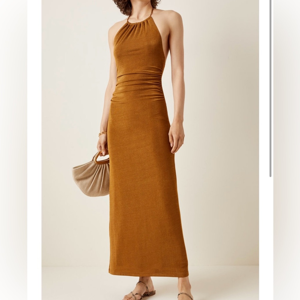 Significant Other Texas metallic knit maxi halter dress